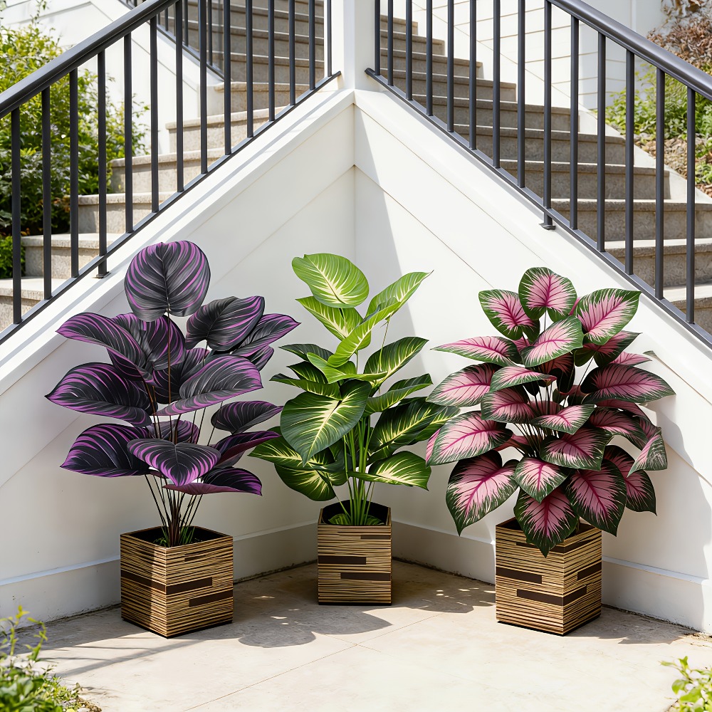 Ficus Lyrata Tree - 3 قطع من النباتات الاصطناعية الخارجية